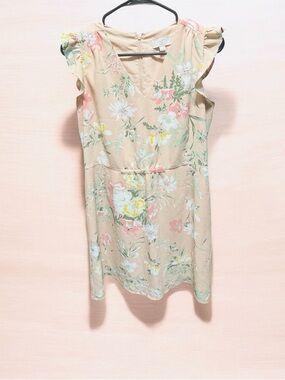 LOFT Light Blush Pink Floral V-Neck Dress